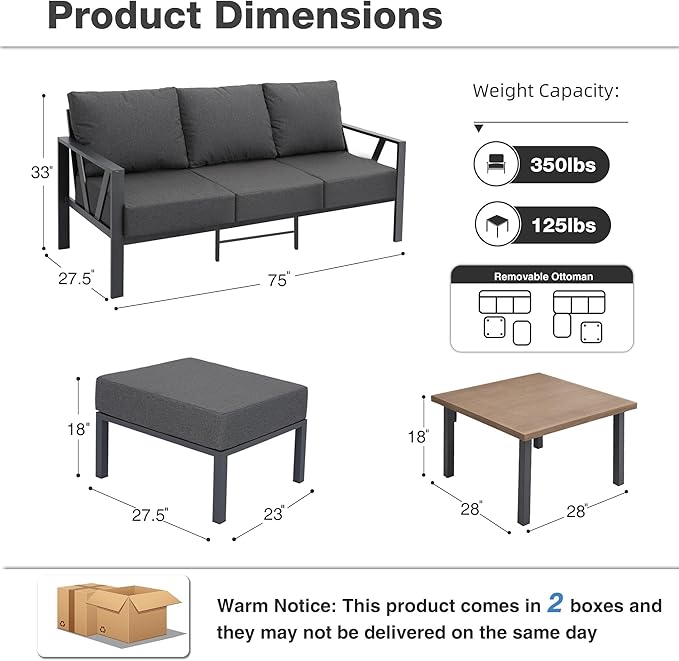 Outdoor Furniture Set, Patio Couch Sectional - Image 6
