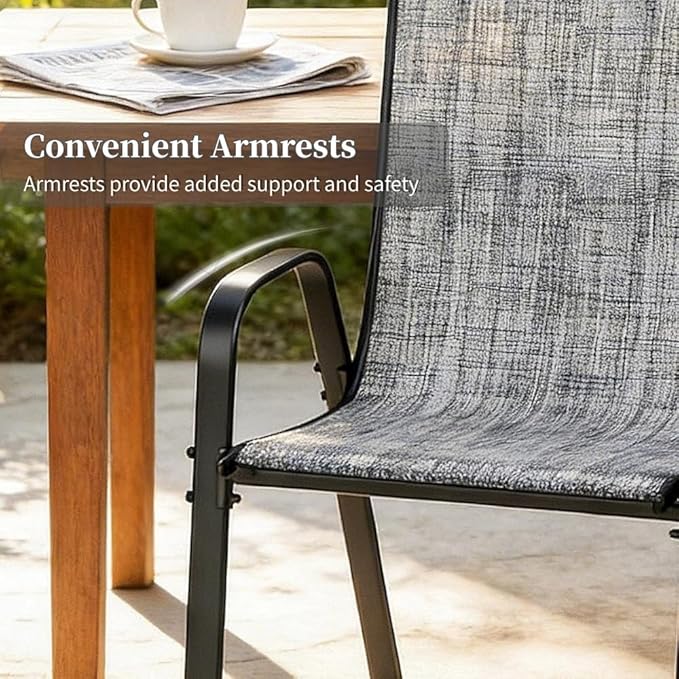 MAMIZO Patio Dining Chairs, Stackable All Weather Teslin Chair, Heavy Duty - Image 8