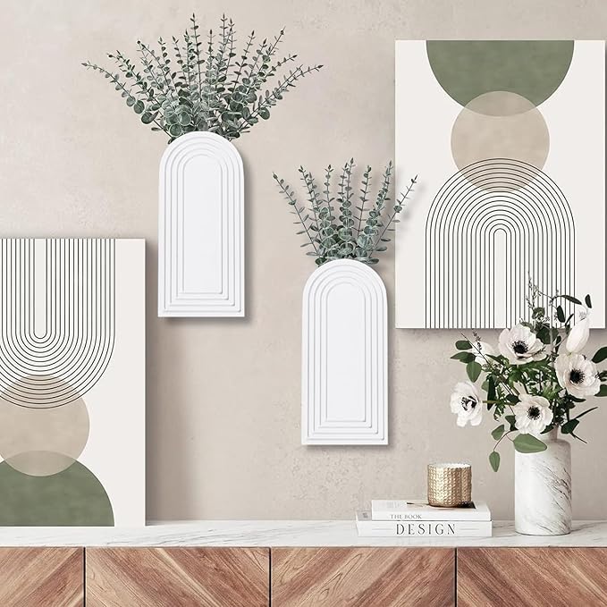 2 Pack Wooden Wall Vase Set - Image 2