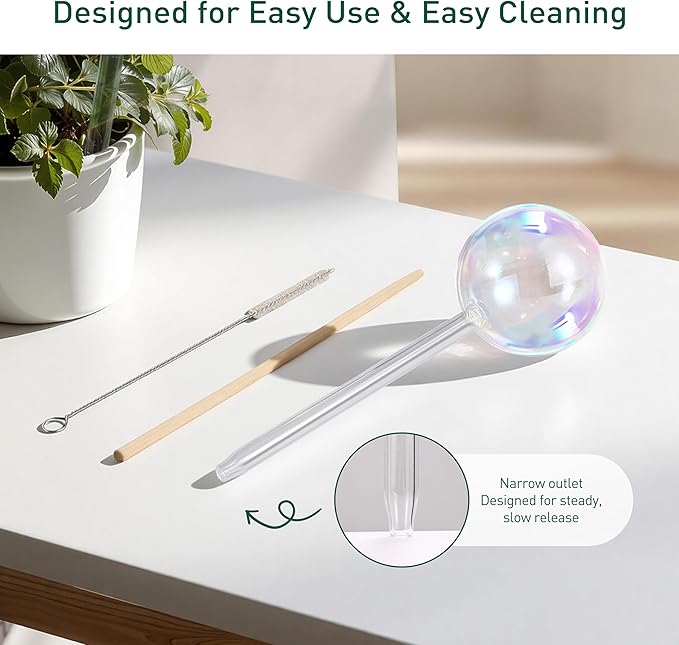 Large Extra-Thick Clear Glass Plant Watering Globes, Rainbow Gradient Self - Image 5