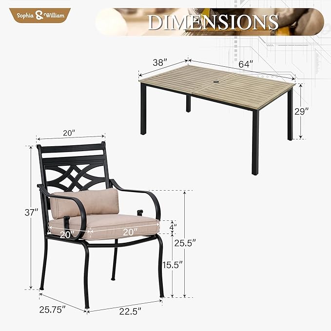 Sophia & William Outdoor Patio Dining Set - Image 7