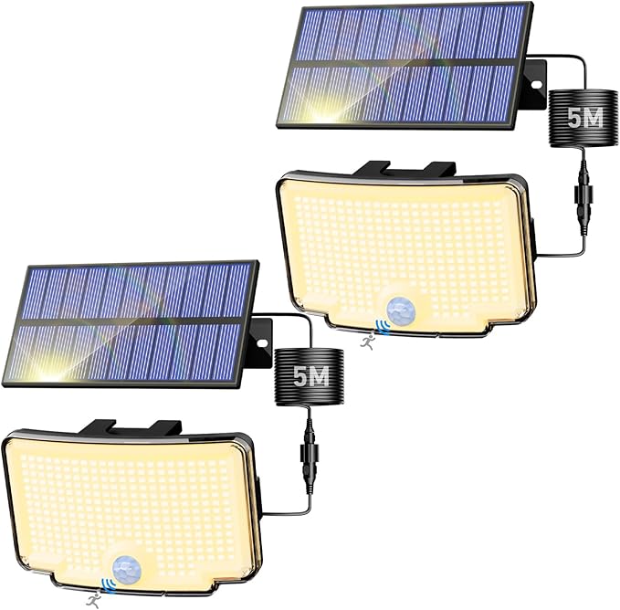 Peasur 2 Pack Solar Motion Lights Outdoor, 318 LED Solar Security Light by Peasur
