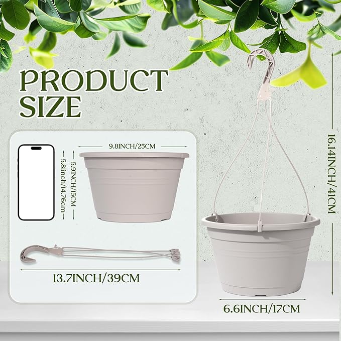 VIDELLY 4 Pcs Hanging Planters, Light Gray - Image 2