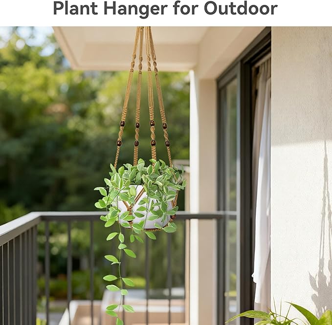 USLAI Macrame Plant Hanger Indoor Outdoor, Fits 4 to 15 Inch Pots, Strong - Image 5