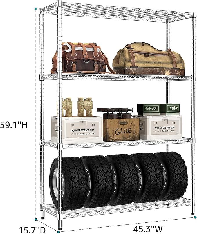 IZEUK 4-Tier Adjustable Heavy Duty Metal Wire Shelving Unit, Wide Storage Rack - Image 8