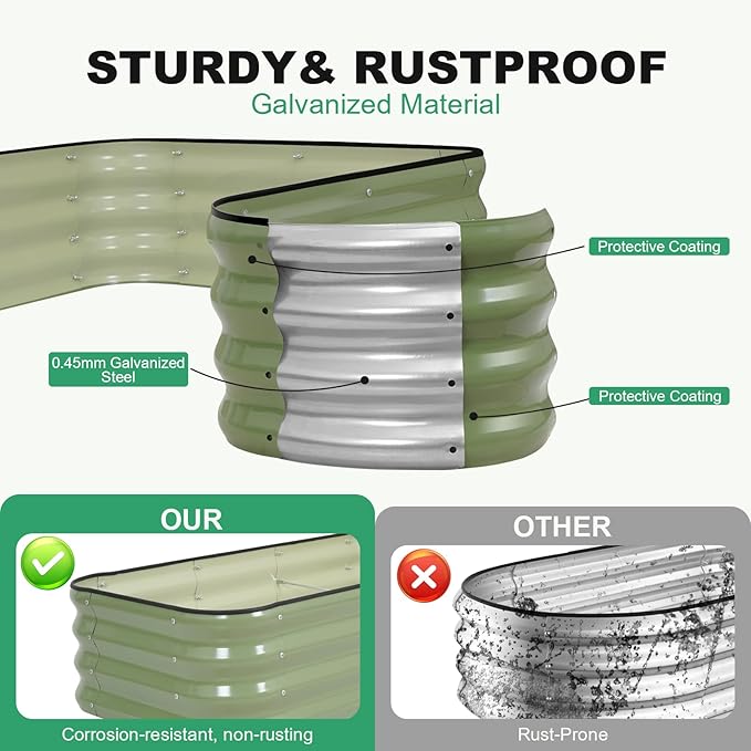 1MORE Raised Garden Bed -8X2X1 Galvanized Planter Box - Image 4