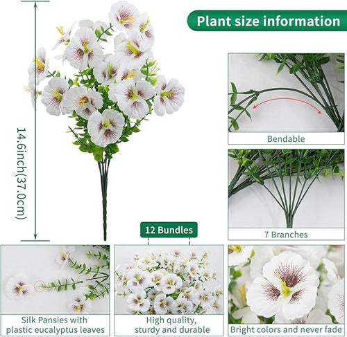 12 Bundles Artificial Pansy Flowers - Image 2