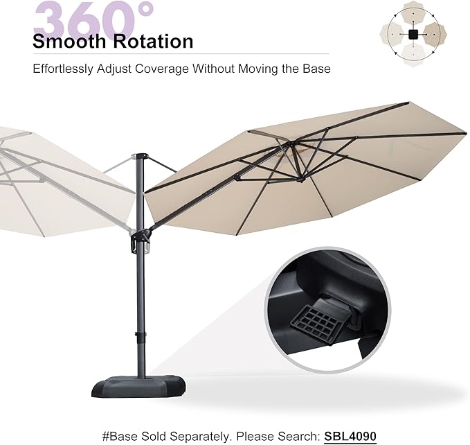 PURPLE LEAF 11 Feet Patio Umbrella Outdoor Cantilever Round Umbrella Aluminum - Image 6