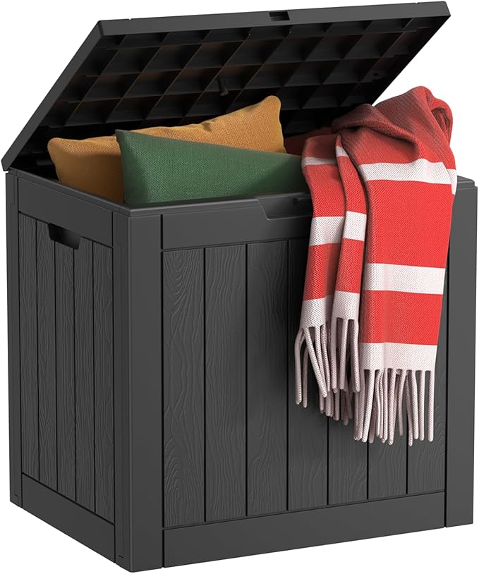 EasyUp 33 Gallon Resin Deck Box Waterproof, UV Resistant Outdoor Storage Box by EASYUP