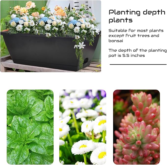 QPEY Window Box Planter, 10 Pack 17 Inch Plastic Flower Box - Image 4