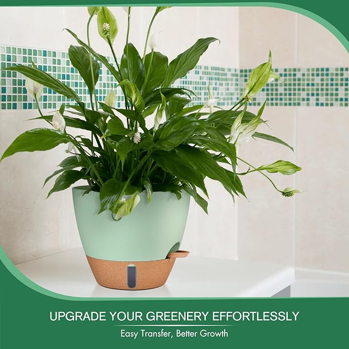 montresor 2 Pack 10 inch Plant Pots, PP Plastic Self Watering Planter - Image 3