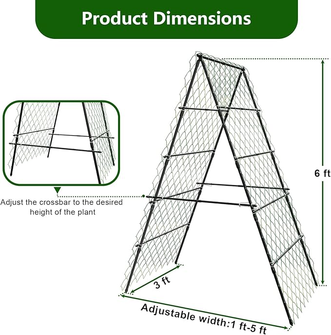 Garden Trellis for Climbing Plants, A-Shape Garden Plant Support Frame for - Image 3