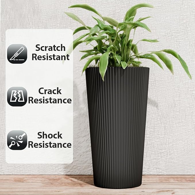 23.6" Tall Planters for Outdoor Plants, Large Outdoor Planters for Front Porch - Image 4