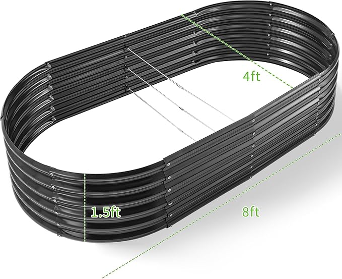 Land Guard Galvanized Metal Raised Garden Bed Kit, Oval Gardening Box, Patio - Image 2
