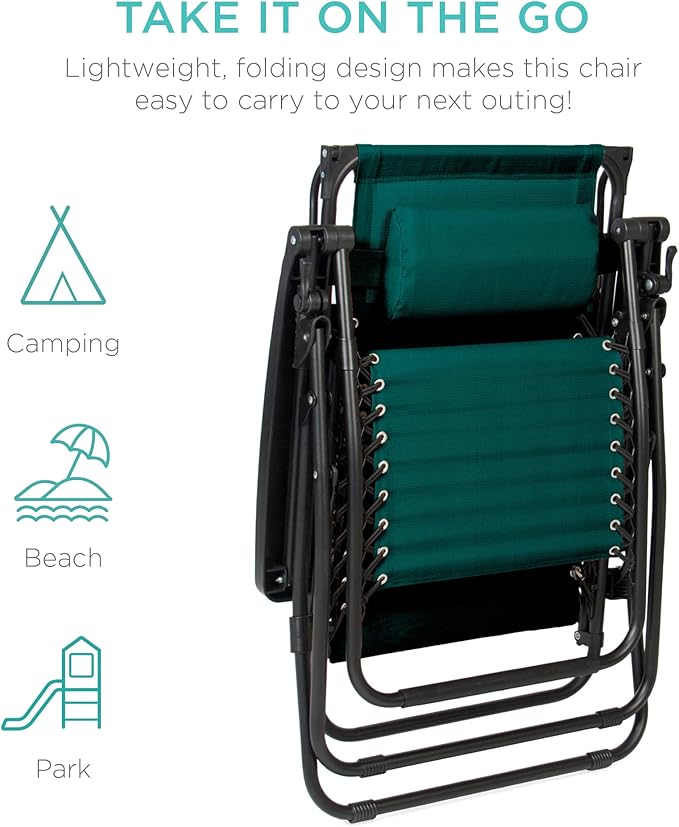 Best Choice Products Folding Zero Gravity Outdoor Recliner Patio Lounge Chair - Image 8
