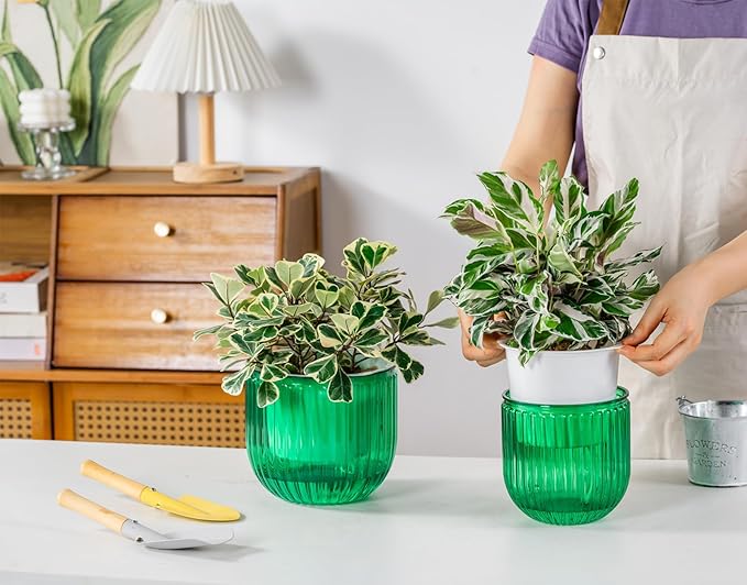 Melphoe Self Watering Pots for Indoor Plants Planter, 6.5/5.3 Inch 2 Pack - Image 2