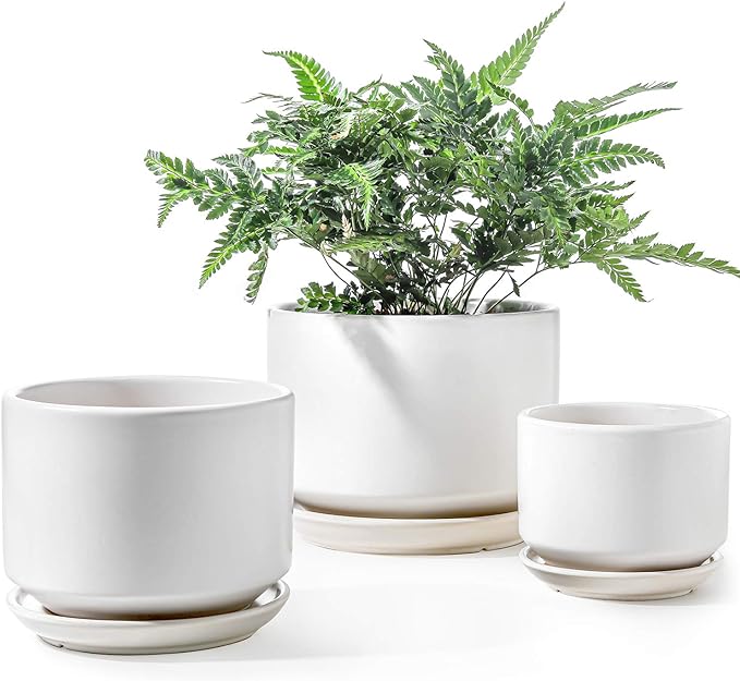 LE TAUCI Ceramic Plant Pots, 4.3+5.3+6.8 inch, Planters by LETAUCI