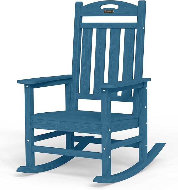 Oversized Rocking Chair Outdoor, High Back Porch Rocker Chair, HDPE All Weather by Suunyn