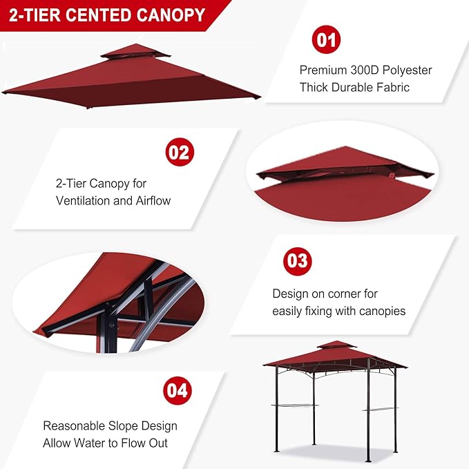 Eurmax USA High Performance Grill Gazebo Canopy Replacement Cover 5x8 BBQ - Image 3