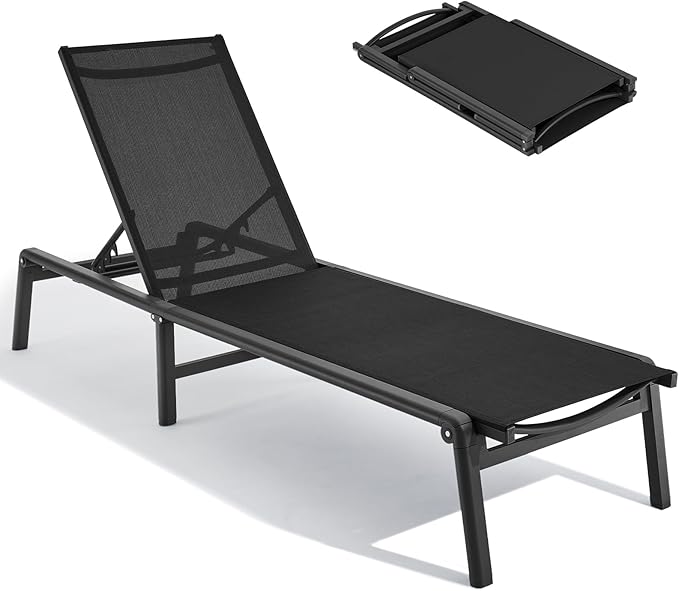ONBRILL Aluminum Chaise Lounge Chair Outdoor, Foldable & Assembly Free Outdoor - Image 9