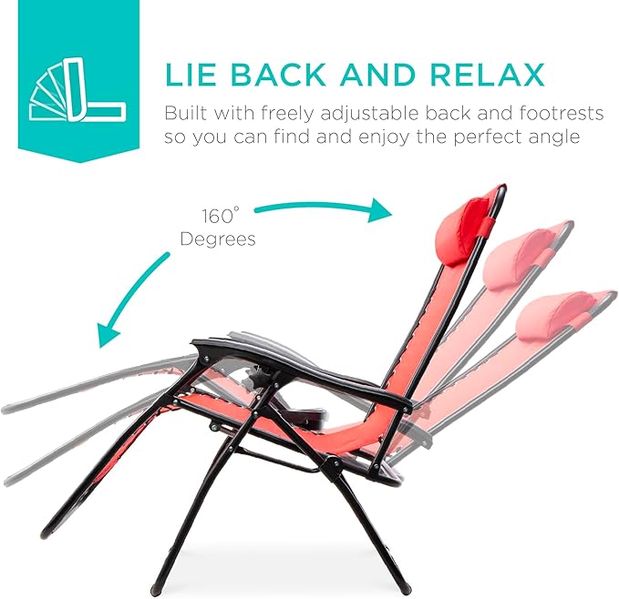 Best Choice Products Set of 2 Adjustable Steel Mesh Zero Gravity Lounge Chair - Image 3