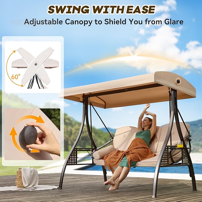 3 in 1 Outdoor Porch Swing - Image 3