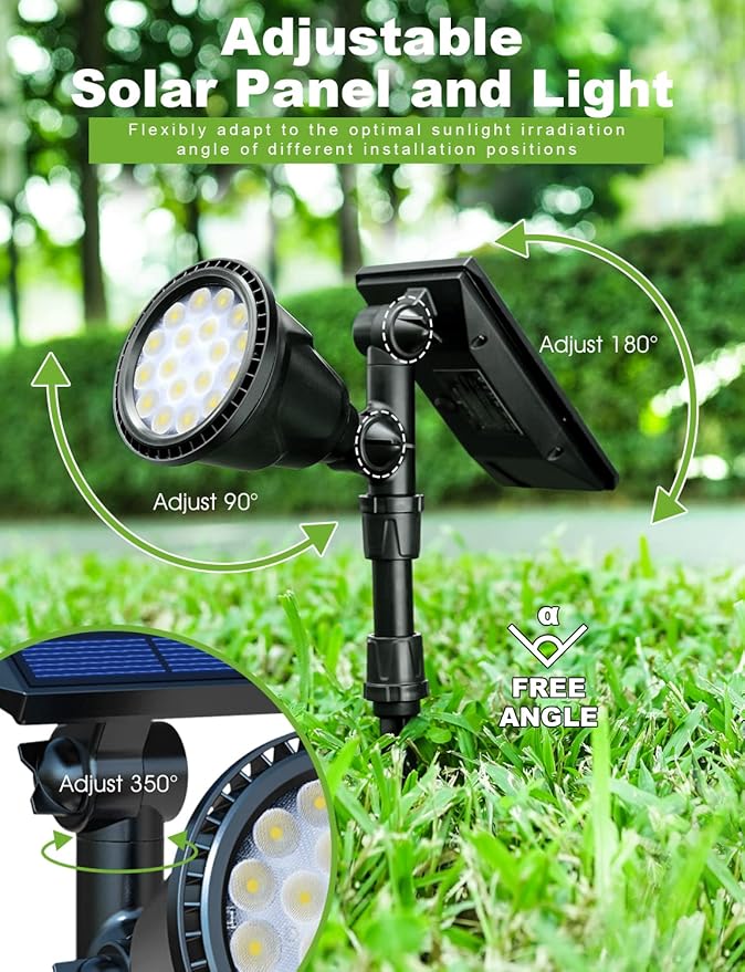 DBF Solar Lights Outdoor, 600LM Solar Spotlights Outdoor Waterproof, 2 - Image 6