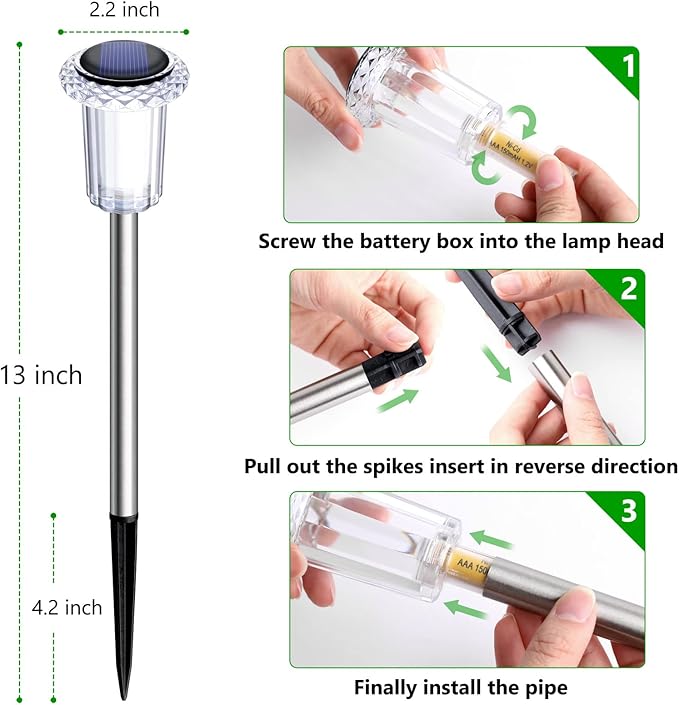 Solar Pathway Lights 10 Pack Christmas Solar Lights Outdoor Waterproof 6000K - Image 5