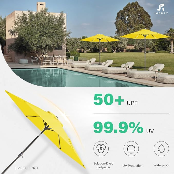 JEAREY 7.5FT Patio Umbrella Market Table Umbrella - Image 3