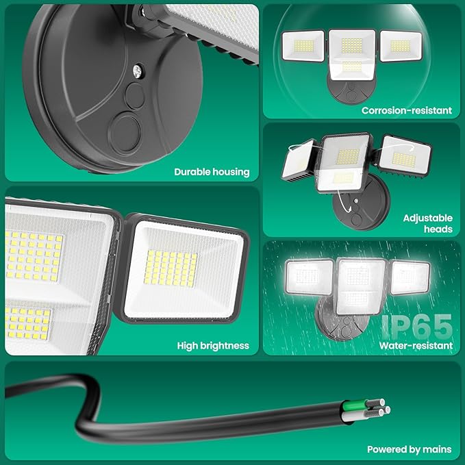70W 7000LM LED Flood Lights Outdoor 2 Packs, Switch Controlled Security Lights - Image 4