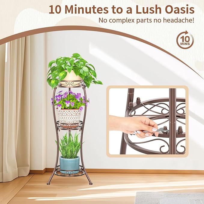 LASZOLA Bronze 3 Tier Tall Plant Stand - Image 7