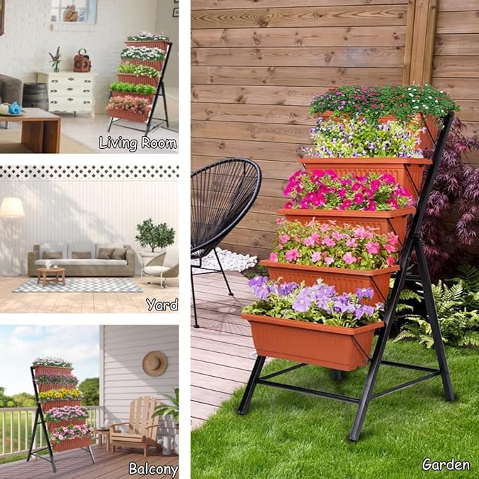 Homdox 5-Tier Elevated Garden Bed- Freestanding Vertical Raised Bed - Image 2