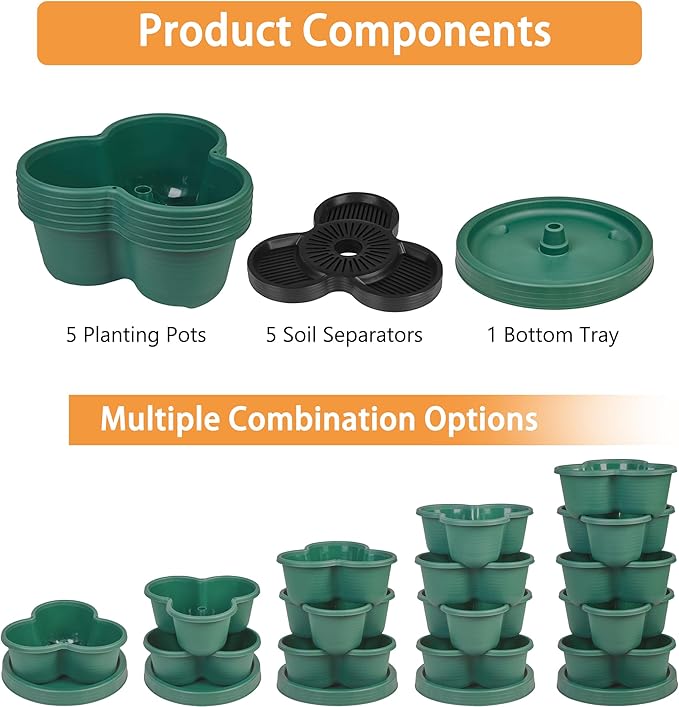 VECELO 5 Tier Vertical Garden Planter, Self Watering Stackable Planters - Image 7