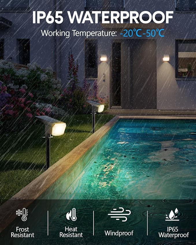 HIBOITEC Solar Spot Lights Outdoor Waterproof 59LED Landscape Lights Solar - Image 3