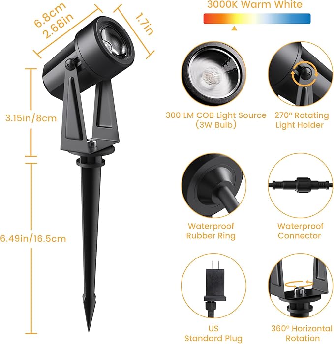 Low Voltage Landscape Lighting, 6 Pack Outdoor LED Landscape Spotlights - Image 2