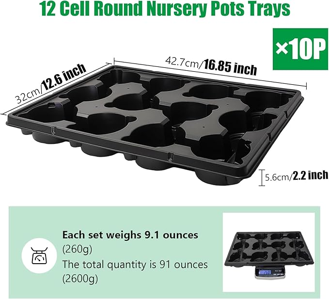 12 Cell Round Nursery Pots Trays Thickened Durable Seedling Pots Shuttle - Image 2