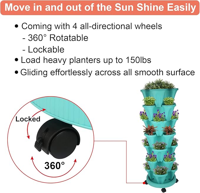GameXcel Vertical Planter 7 Tier Stackable Planters Garden Planters Strawberry - Image 7