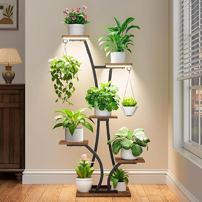 Plant Stand with Grow Light for Indoor Plants, 6 Tiered Metal Plant Shelf - Image 4