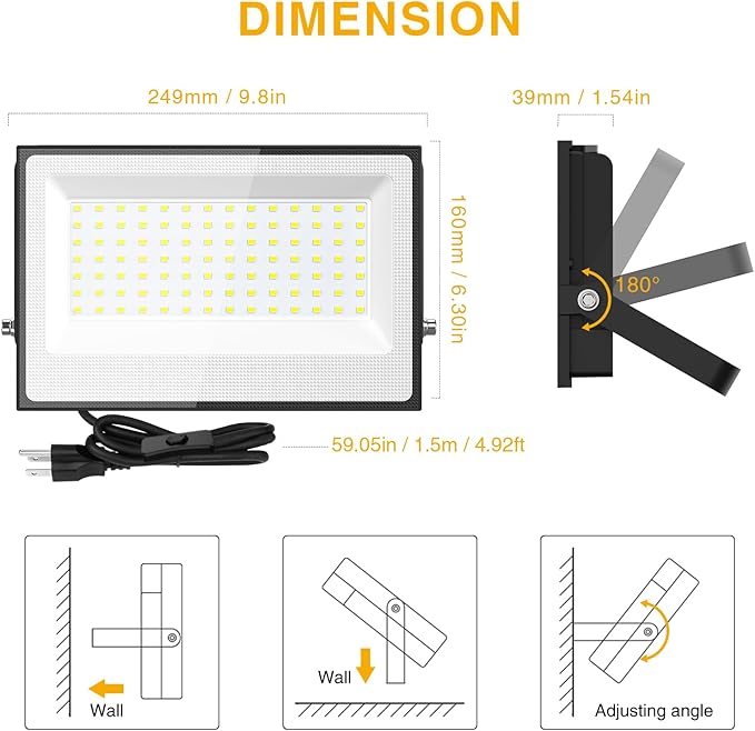 Onforu 120W Flood Lights Outdoor, 12000lm Bright LED Work Light - Image 7