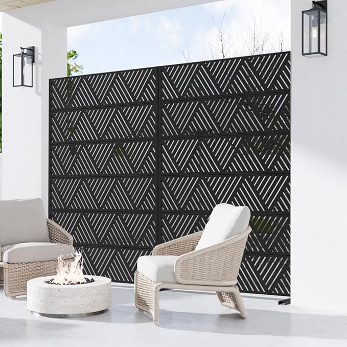Casaphoria Metal Privacy Screen Outdoor, Triangular Black - Image 7