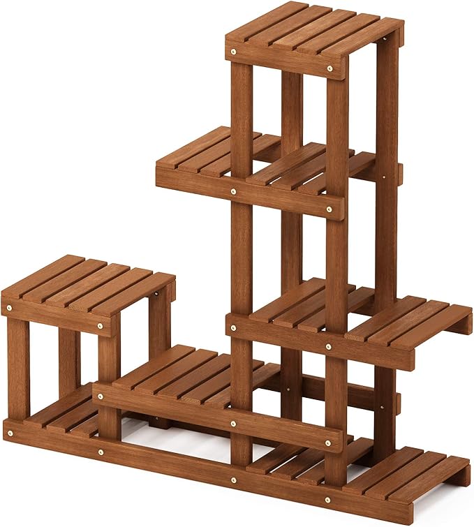 Furinno FG18451 Tioman Hardwood Patio Furniture Outdoor Flower Stand in Teak Oil - Image 5
