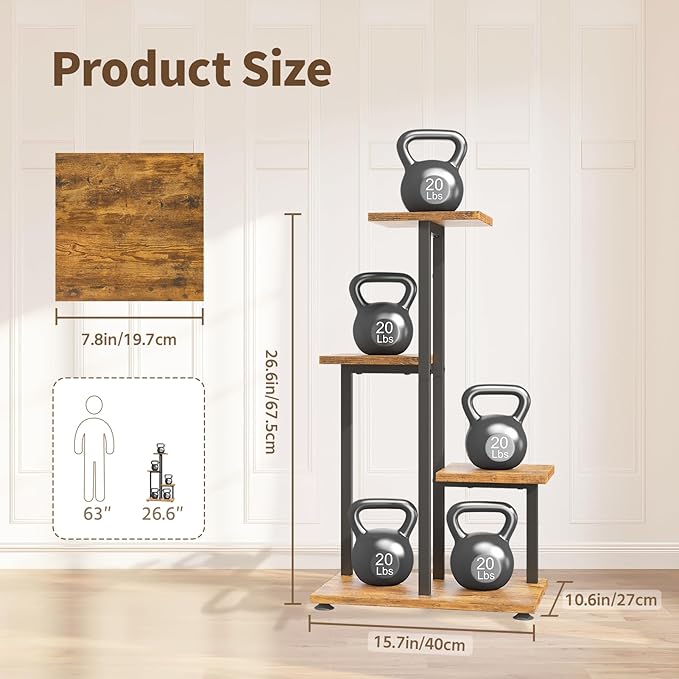 LASZOLA Black 4 Tiered Wood Plant Stand Indoor - Image 2