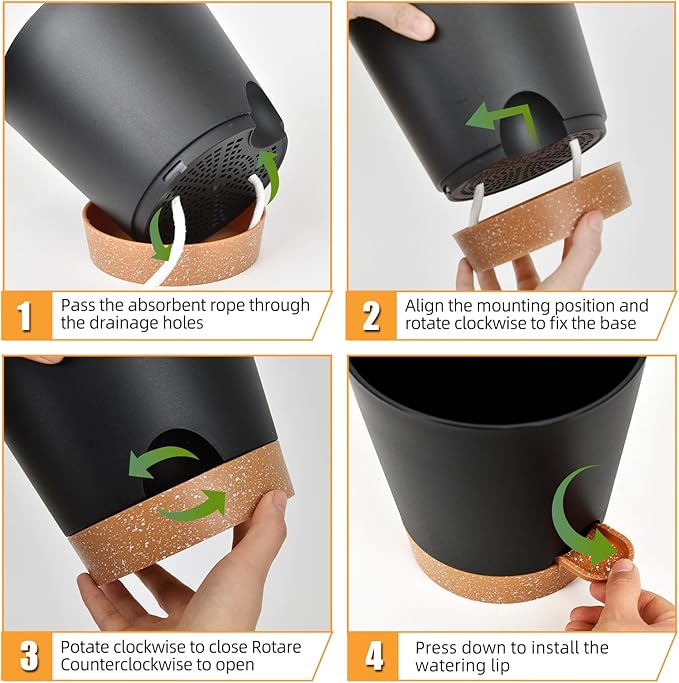 Planters for Indoor Plants 7/6.5/6/5.5/5 Inch, Self Watering Flower Pots - Image 4