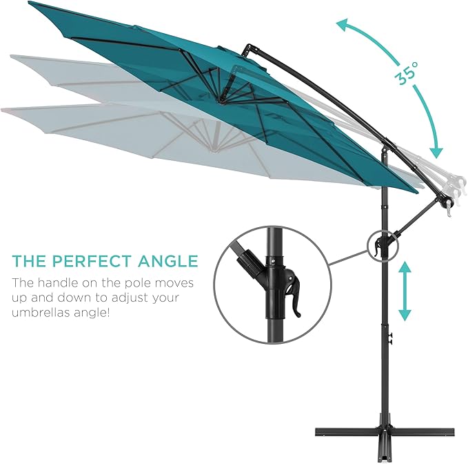 Best Choice Products 10ft Offset Cantilever Hanging Market Patio Umbrella - Image 4