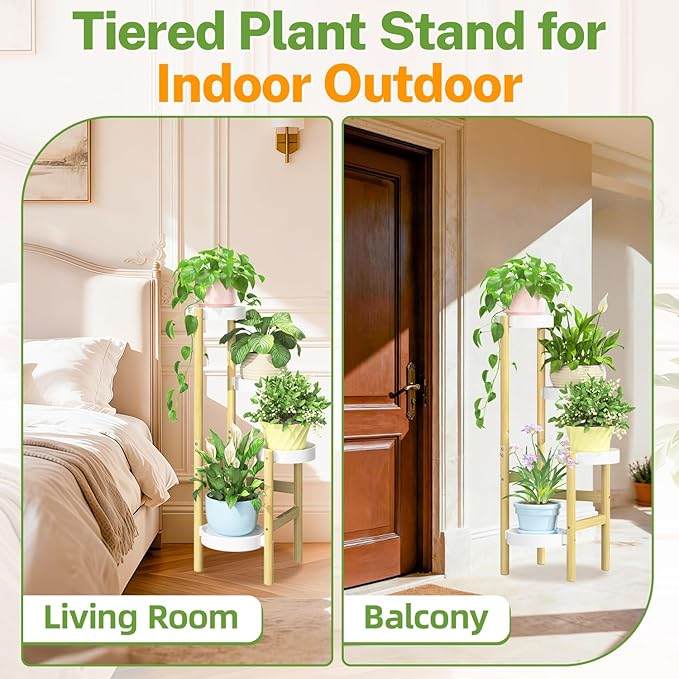 iDavosic.ly 4 Tier Bamboo Plant Stand Indoor Outdoor - Image 6