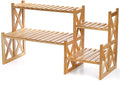 Lawei 2 Tier Bamboo Tabletop Plant Stand, Adjustable Flower Pot Holder Shelf by ENJOYEVERYMOMENT