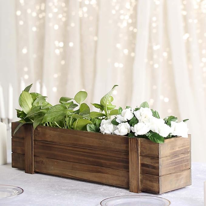 Efavormart 24"x6" Smoked Brown Rectangle Wood Planter Box by efavormart
