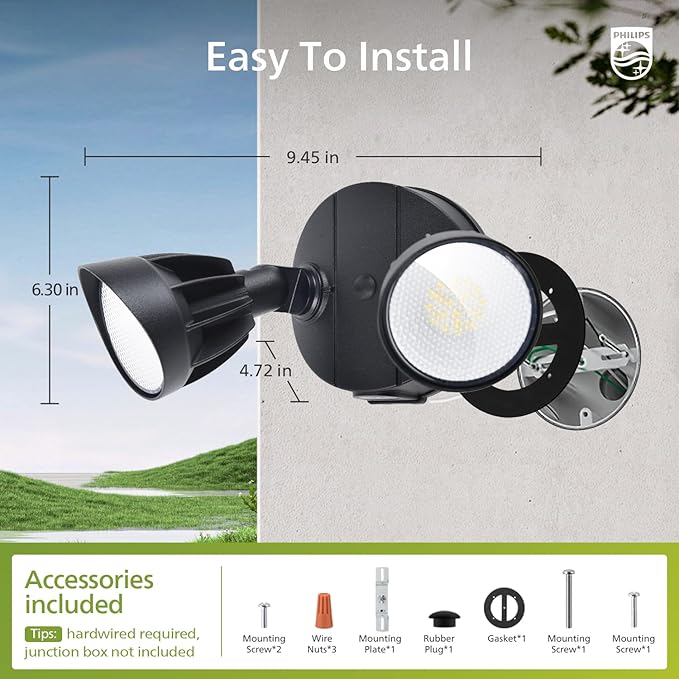 Philips Dusk to Dawn 44W 3500LM LED Security Flood Lights Outdoor, 5000K - Image 4