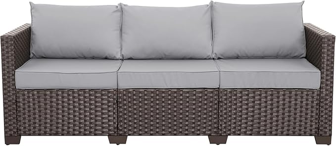 Rattaner Patio Furniture 3 Seat Sofa Outdoor Furniture Outdoor Couch Deep Seat by Rattaner