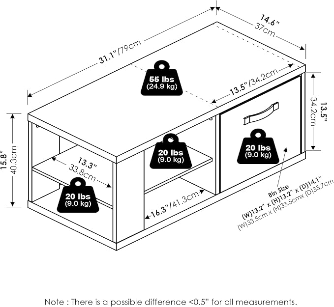Furinno Viola Coffee Table, 3-Tier Modern Coffee Table - Image 3